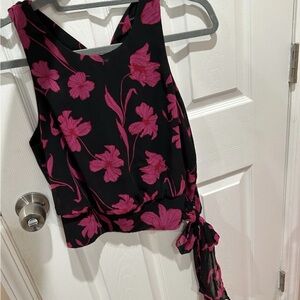 Banana Republic Black Top with Pink Floral Design